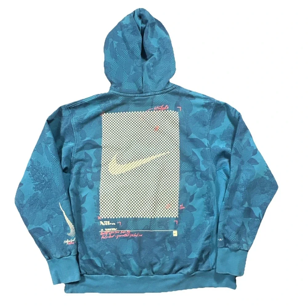 Nike Hoodie Mens Large Blue Standard Issue Halftone Dri-FIT Pullover Sweatshirt